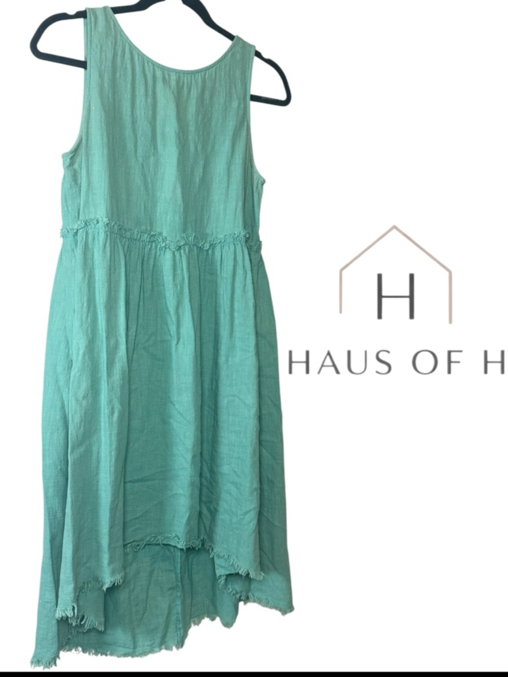 True Craft Aqua Cotton Gauze Summer Dress Sleeveless High-Low Maxi Dress size S